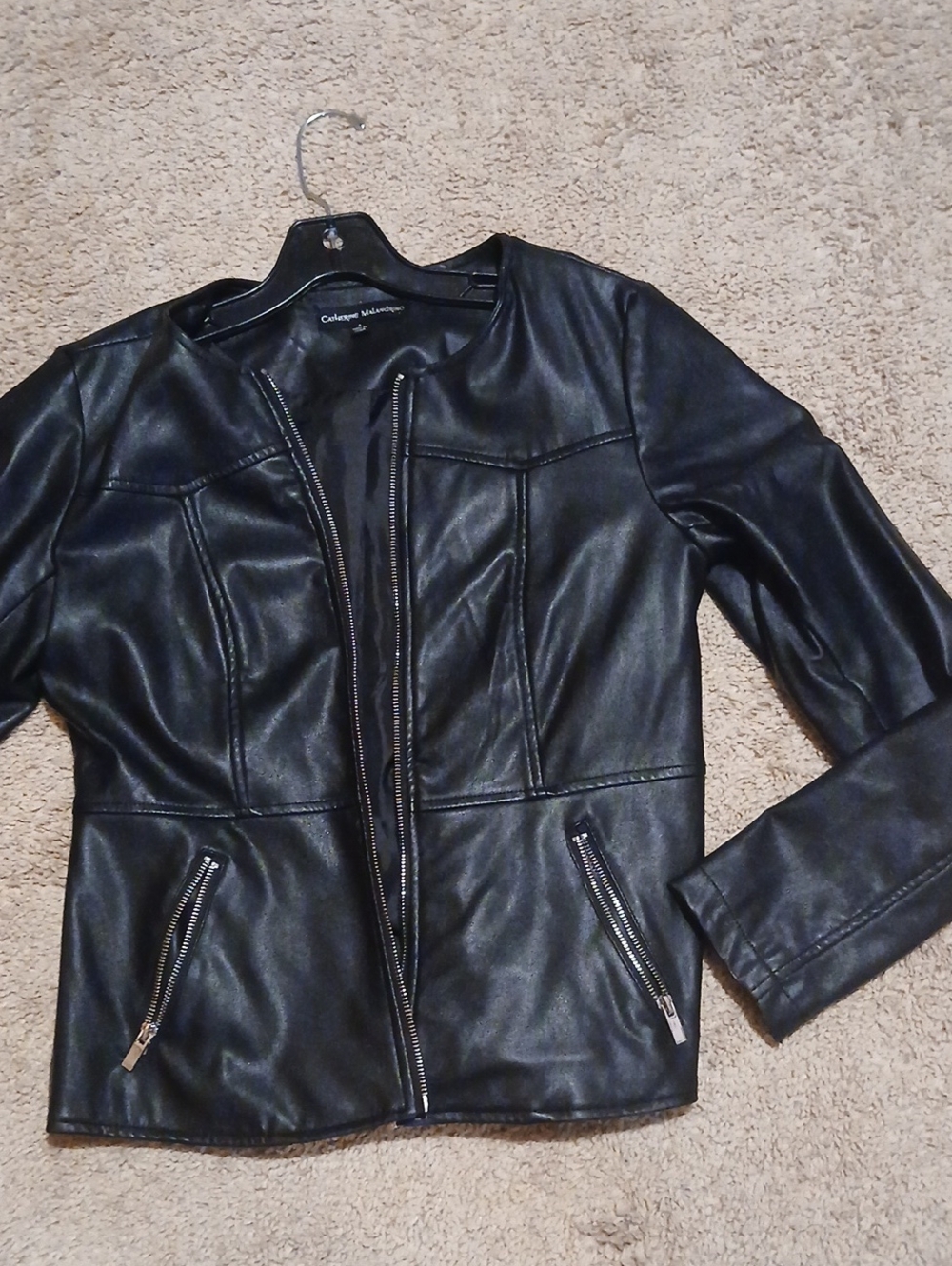 ✅️Catherine Malandrino Black Faux Leather Zip Jacket